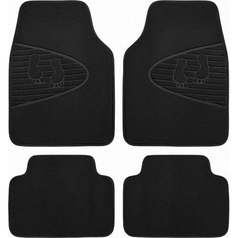 Tapis de sol automobile - AVIZAR - Ensemble 4 pièces 41×64 cm - PVC floqué - Noir - Universel (1/5)