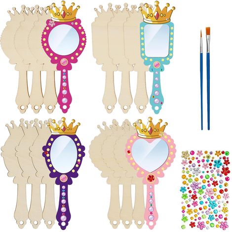 Miroir En Bois Diy - 12 Pièces - Pour Enfants - À Personnaliser Par Peinture - Idéal Pour Ateliers Créatifs Et Fêtes (1/5)