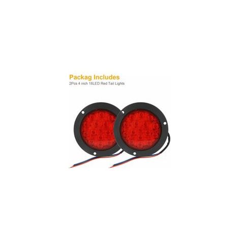2 pezzi - Fanali posteriori monocromatici rossi 16 LED Fanali posteriori rotondi da 4" per camion e furgoni 10-30 V