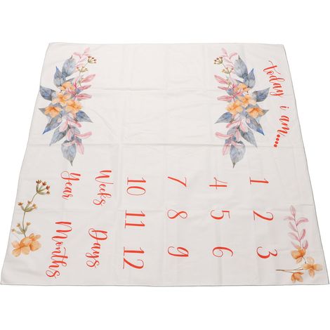 Couverture d'étape pour bébé, douce, confortable, lavable, motif floral, couverture mensuelle pour bébé, accessoire de photographie. (1/5)