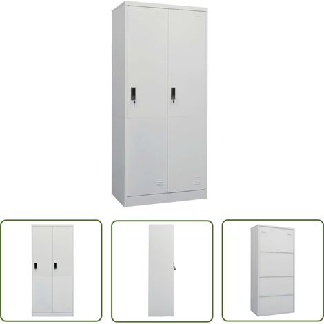 The Living Store Kleiderschrank Hellgrau 80x50x180 cm Stahl - Schlafzimmermöbel - Kleiderschrank - Garderobe - Metallschrank - Stahlschrank (1/5)