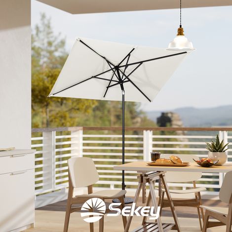 180 × 130 cm Sonnenschirm für Balkon, Terrasse & Garten, Windfest Kippbar UPF 50+ Rechteckig, Creme
