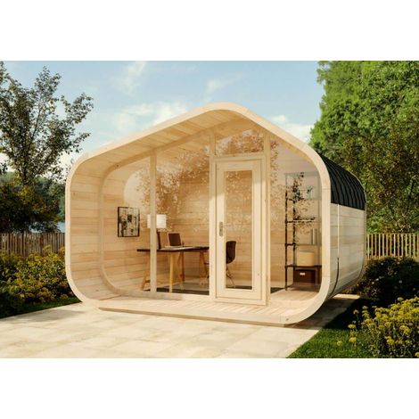 Abri de jardin ScandiCube Wave Premium Naturel , 42 mm Épaisseur paroi 406 x 284 cm (1/3)
