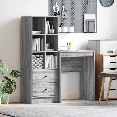 Escritorio con almacenamiento con cajón 2 pcs Gris (1/5)