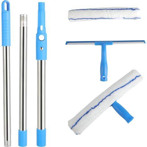 Raclette vitre - Lave-vitre telescopique - Kit nettoyage avec perche telescopique de 136 cm et racloir de 137 cm - Parfait pour salles de bains et voitures (1/5)