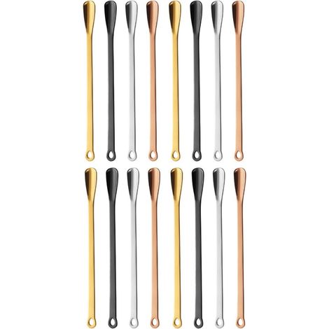 Ensemble de 16 cuillères à mélanger en acier inoxydable de 165 mm de long, multicolores, pour boissons (1/5)