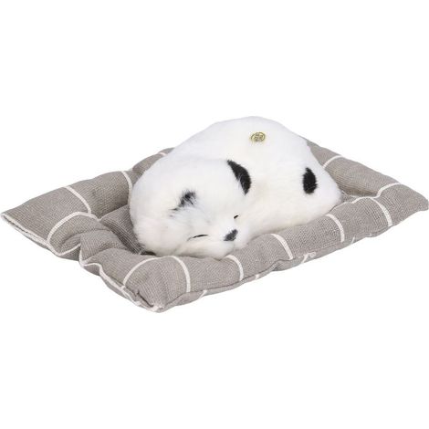 pour chien endormi avec coussin en tissu peluche réaliste (1/5)