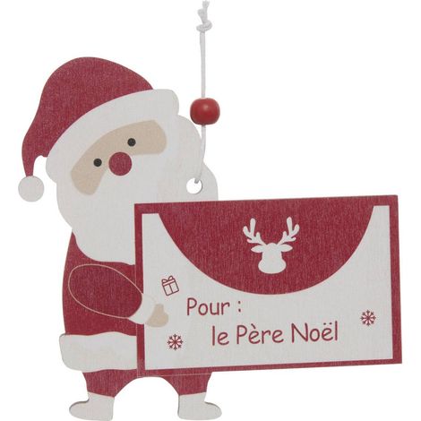Weihnachtsbaumschmuck mit Buchstaben auf einem rot-weißen Holzständer - (1/5)