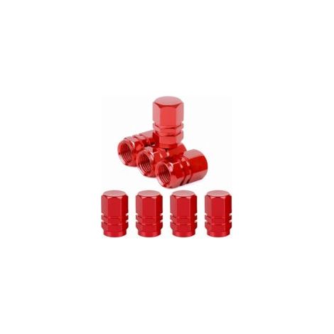 morceaux de bouchons de valve de voiture en aluminiumBouchons de valve de pneu avec joint pour voitures, SUV, vélos, camions, motos (rouge) (1/2)