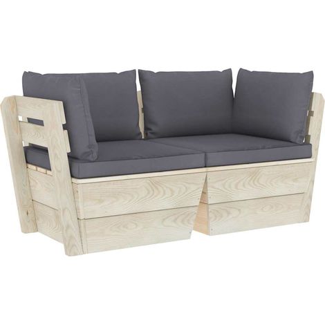 Maison Exclusive - Divano da Giardino a 2 Posti su Pallet con Cuscini Legno Abete (1/5)
