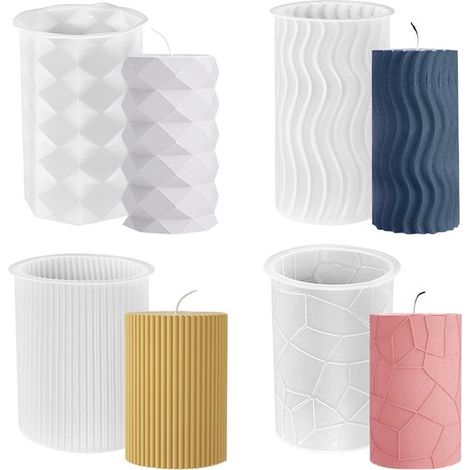 Set di 4 stampi in silicone per candele Dailygoods, forme cilindriche per creare candele e decorazioni personalizzate. Materiale: silicone, dimensioni: 12,2 x 8 cm. (1/5)