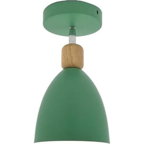 Modern creative colorful cartoon design semi-recessed LED ceiling light for children, small wooden house, dimmable, for bedroom or play area, green (1/4)