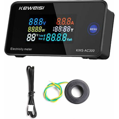 Power Consumption Indicator Smart Digital Meter 50-300V Current and Voltage Meter KWS-AC300-100A Enclosed Transformer (1/5)