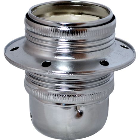Douille métal filetée E27 double bague finition chrome- Tibelec (1/2)