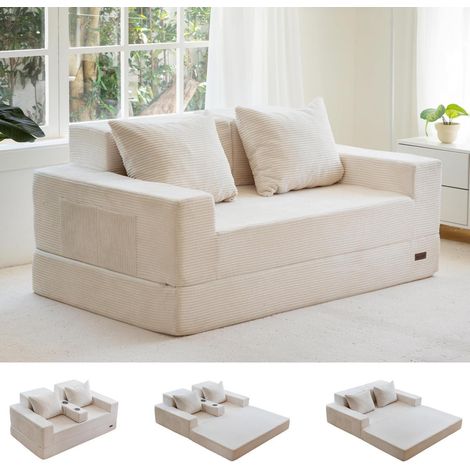 Schlafsofa Cord Klappsofa mit Getränkehalter und Kissen, kein Aufbau (1/5)