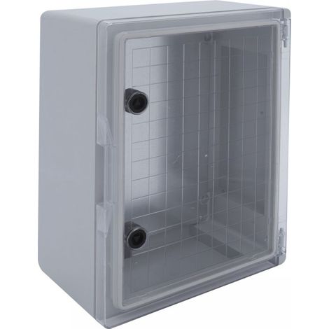 Coffret électrique ABS 400x300x195 étanche IP65 - Porte transparente - avec plaque de fond (1/5)