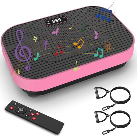 Plataforma vibratoria de fitness, 52,5 x 36,5 x 15 cm, ajustes 1-199, rosa OKMYHOME