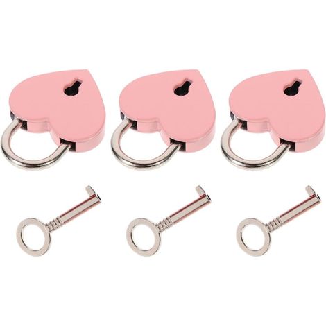 kleine herzförmige Vorhängeschlösser mit Schlüssel rosa Mini
