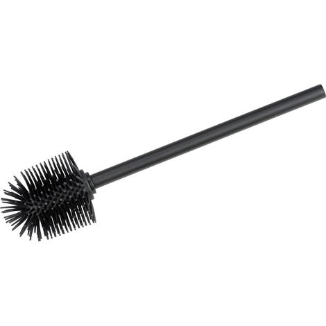 Wenko – Brosse WC silicone noire – Manche en acier inoxydable – Tête antiadhésive Ø 8 cm – Nettoyage hygiénique et efficace (1/6)