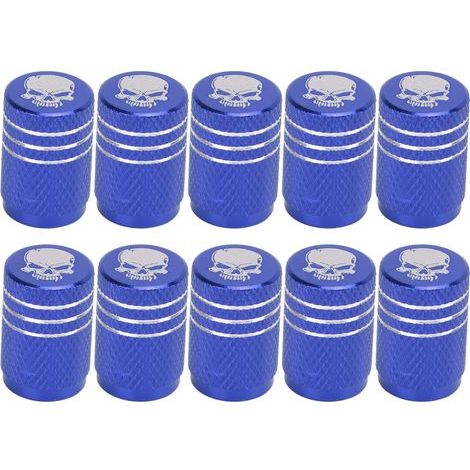 Aramox Valve de Tige de Pneu, Capuchon de Tige de Valve de Pneu de Voiture Capuchons de Valve de Pneu de Crâne 10 Pièces Vendues Ensemble Outil de Valve Rouge (Bleu).. (1/5)