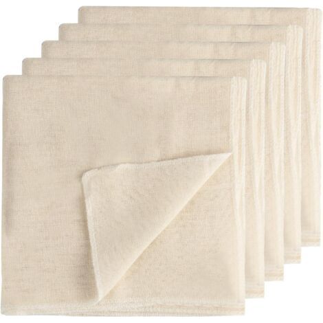 Lot de 5 chiffons à fromage en mousseline de coton non blanchi lavables pour filtrer le jus, le fromage, le beurre, le thé, le café (60 x 60 cm) (1/5)