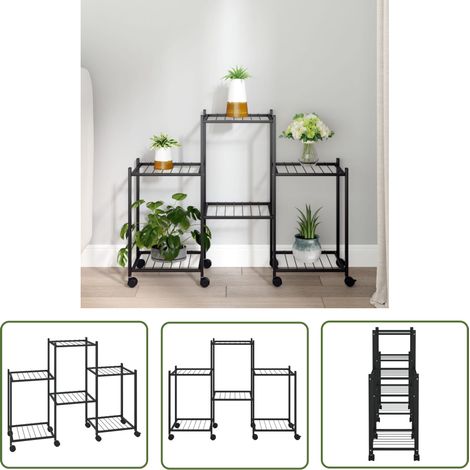 Bac à fleurs,Jardinière avec roues 83x25x63,5 cm Noir Fer -36007 (1/5)