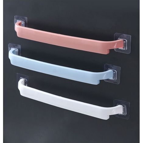 Porte-serviettes mural sans perçage (3 pièces, blanc + bleu + rose)-AquaForge (1/4)