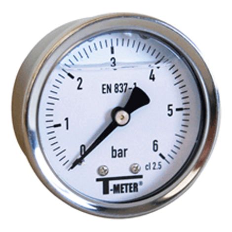 Manomètre boitier inox à bain de glycérine AXIAL Mâle 1/4" (8/13) - Ø50 - 0 à 16 bar