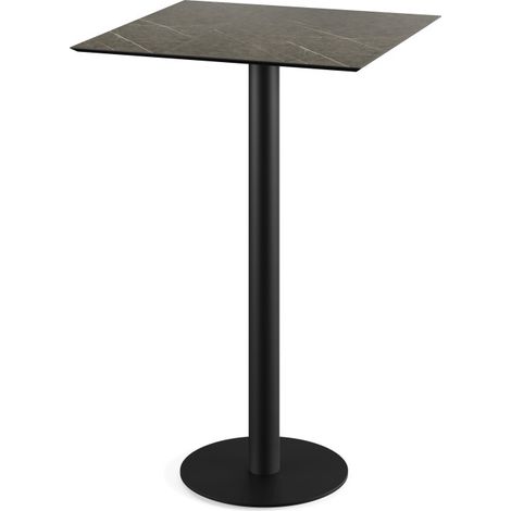 Urban mange-debout avec piètement noir + plateau HPL Midnight Marble 70x70 cm - Feros (1/3)