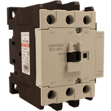Contattore Motore 3P 4M, Teleruttore Trifase Industriale AC 380V 3NO, Bobina 220V AC, Contatto Ausiliare 1NO+1NC, IP20 (95A)
