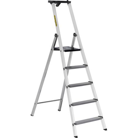 Centaure – Escabeau aluminium 4 marches – Plate-forme acier strié 25x26 cm – Garde-corps 60 cm – Norme EN 131-2 – Patins antidérapants