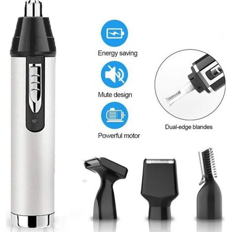 Tondeuse Nez Oreilles Tondeuse Barbe, Tondeuse Sourcils 4 en 1 Poils du Visage Rasoir Electrique Hommes USB Rechargeable Imperméable (1/4)