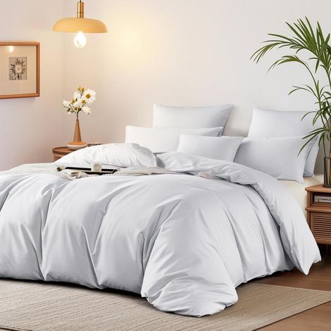 Bettwäsche-Set 135x200 cm Baumwolle Mako Satin Weiß Öko-Tex 400TC