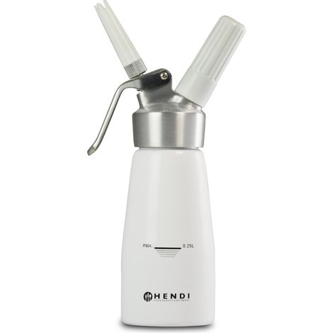Juego de sifón para nata montada N2O Kitchen Line + 3 boquillas 0,25 L - blanco - hendi 588031 (1/2)