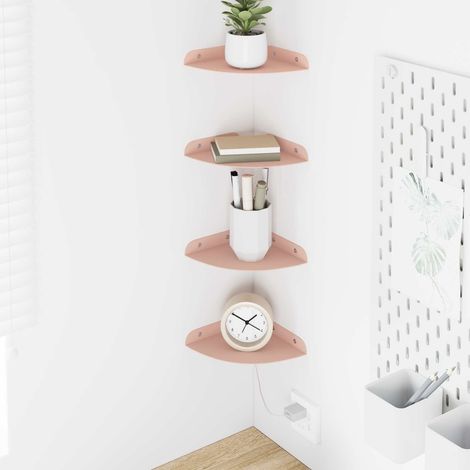 Estante flotante con estante 4 pcs Rosa 15 x 15 x 2 cm
