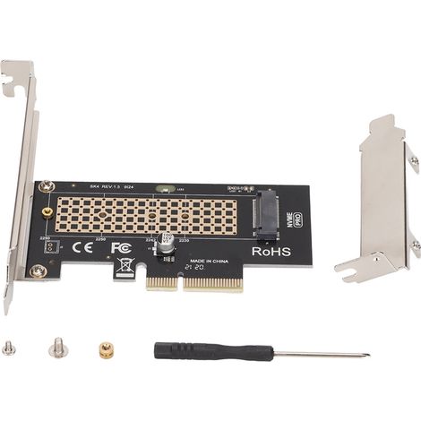 M.2 NVMe SSD auf PCIe 3.0 x1 4X Adapterkarte mit Befestigungsschrauben und Deflektor für PCI E 3.0 2242/2260/2280 (1/5)