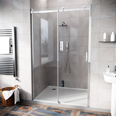 Hardwick 1200mm Frameless Sliding Shower Enclosure 8mm Clear Tempered Glass (1/5)