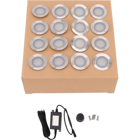 Ortviai Lot de 16 spots LED étanches IP67 pour terrasse – 10 W, blanc chaud 2800–3200 K, tension large 90–265 V, prise UE