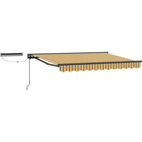 Store banne motorisé rétractable, jaune, gris, gris anthracite, 3,5 x 2 mètres. (1/5)