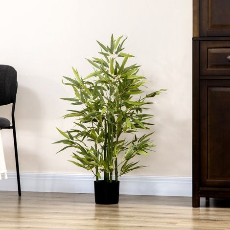 Planta artificial bambú 90 cm con maceta verde OKMYHOME (1/4)
