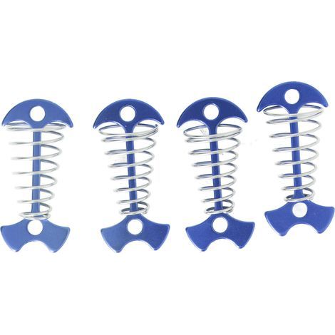 Set mit 4 Zeltheringen aus Aluminiumlegierung und Edelstahl, blaue Federheringe für Markisen und Boden (1/5)