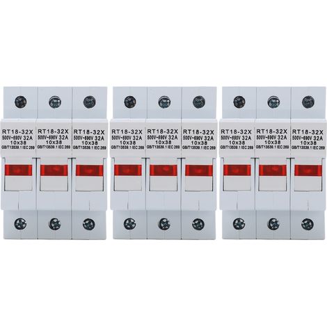Miniatur-DIN-Schienen-Sicherungshalter RT18-32X mit LED-Anzeige, 3-poliger Sockel, 32 A, 500–690 V, elektrisches Zubehör (1/5)