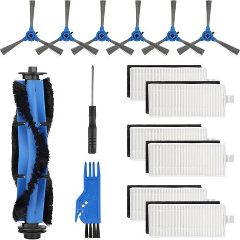 Kit de remplacement TSV 15 pièces compatible avec les aspirateurs robots Eufy RoboVac 11S, 15C, 30, 30C, 12, 35C et 15T. Contient : 6 filtres, 6 brosses latérales, 1 brosse rotative, 1 brosse de netto (1/5)