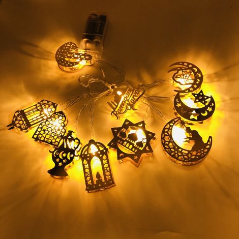 Muslimische LED-Lichterkette für Eid el-Fitr und Ramadan, Kombipackung 2022, 1,65 m, 10 Lampen, Batterie enthalten. (1/5)