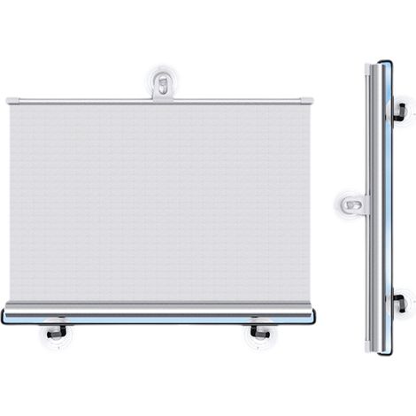 2 rideaux pare-soleil, fixation par ventouses, film aluminium réfléchissant, occultation élevée, usage voiture/bureau/balcon (1/5)