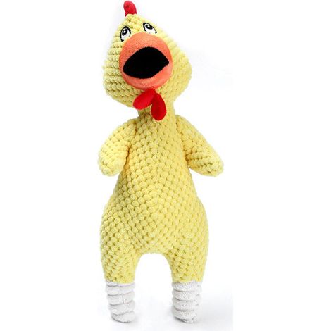 Chien en peluche, jouet en peluche pour chien en velours côtelé durable avec mécanisme de bruit en plastique en forme de poulet (1/5)