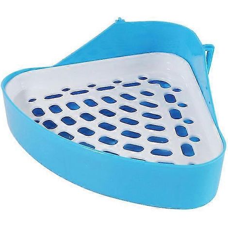 Bac à litière d'angle pour l'apprentissage de la propreté, idéal pour hamster, cochon d'Inde, furet et gerbille (bleu). (1/5)