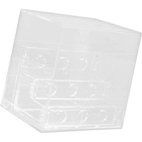 Vitrine en acrylique pour pierres précieuses, idéale pour les collectionneurs. À poser sur un comptoir. Dimensions : 10,5 x 10,5 x 7,8 cm. Visibilité à 360°. 1 pièce. (1/5)