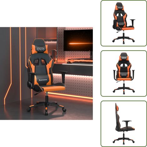 The Living Store Gaming-Stuhl mit Massagefunktion Schwarz und Orange Kunstleder - Gaming-Stuhl - Gamer Chair - Bürostuhl - Schreibtischstuhl - Ergonomischer Stuhl (1/5)