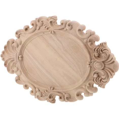 Applique bois sculpté pour meubles, décoration de meubles, bois beige non peint, style farmhouse rustique, pour armoires, placards et portes (1/5)